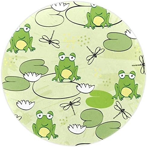 Llnsupply 4 רגל שטיח אזור משחק עגול עגום נמוך, צפרדע חמודה שרה לתינוקות זוחלת מחצלות משחק משחק משחק