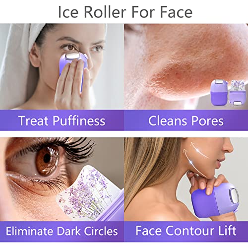 רולר פנים קרח יו-שינין, קוביית קרח וגלגלת מתכת 2 ב-1 טיפול פנים לשימוש חוזר, הקלה בנפיחות עיניים,