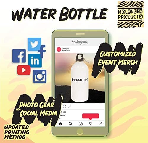 מוצרי Molandra Bonness - 20oz hashtag בקבוק מים לבנים נירוסטה עם קרבינר, לבן