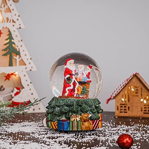 Dusvally Globe Globe מתנה לילד ומבוגרים סנטה קלאוס-סצנה, כדור גליטר קריסטל לחג המולד ושנה החדשה, 100 ממ גלובוס