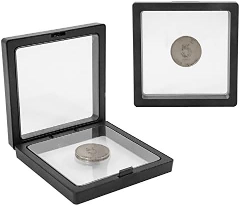 מארז תצוגה צפה של SDOOT 3D, מארז תצוגת מטבעות 12 חבילות, תצוגת מטבע אתגר עם בסיס, 2.8 × 2.8 × 0.8 עמדת