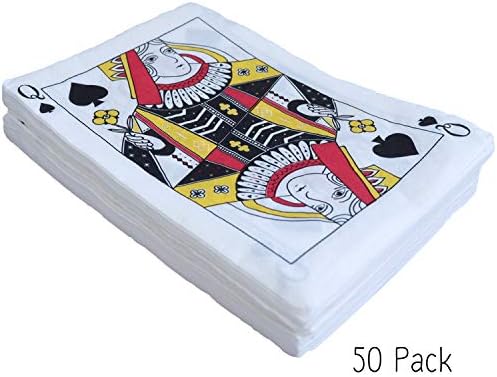 מפיות מסיבת קזינו - 50 מארז מפיות מסיבת נייר חד פעמיות בצורת קלף משחק מלכה עלה 5 איקס 7 למשחק פוקר קזינו