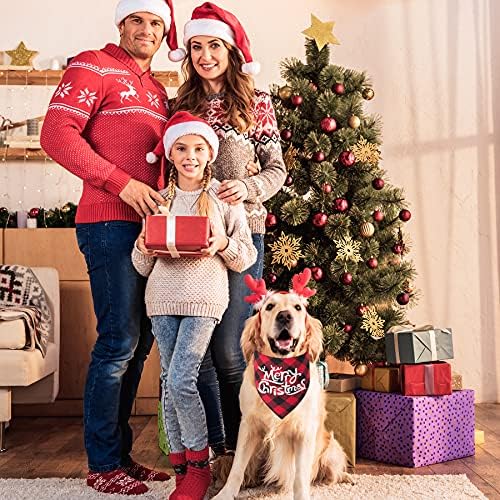 PTDECOR 2 חבילה כלב בנדנות חג המולד קלאסי משובץ קלאסי משובץ צעיף כלבים משולש ביבס קרכייב אביזרי תלבוש