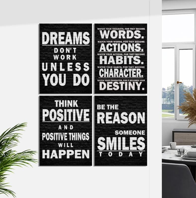 קיר מוטיבציוני בשחור לבן קיר AR פוסטר ציטוטים למשרדי עבודה במשרד בית ספר לחדר כושר ציטוטים חיוביים