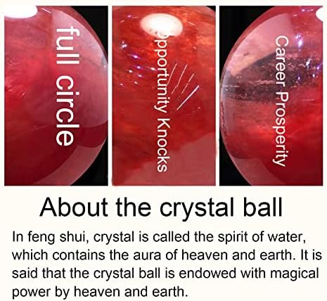 כדור קריסטל אדום של Goobix עם מעמד, כדור קריסטל טבעי נמס אבן חן קריסטל לקריסטל למדיטציה, ריפוי, כדור דילנציה,