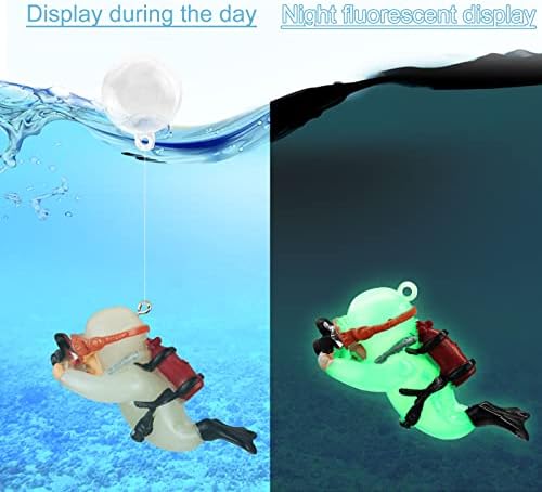 ווישלוטוס דגי טנק צף דקור, עמיד שרף אקווריום דקורטיבי אביזרי ניאון חמוד מצלמה צולל עם דק קו מושעה כדור