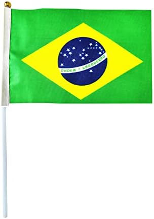 12 דגלים קטנים ברזילאים דגלי מיני דגלי דגלי יד דגלי יד דגלי פסטיבל דגלי תחרות מקלות פלסטיק טיפים עגולים