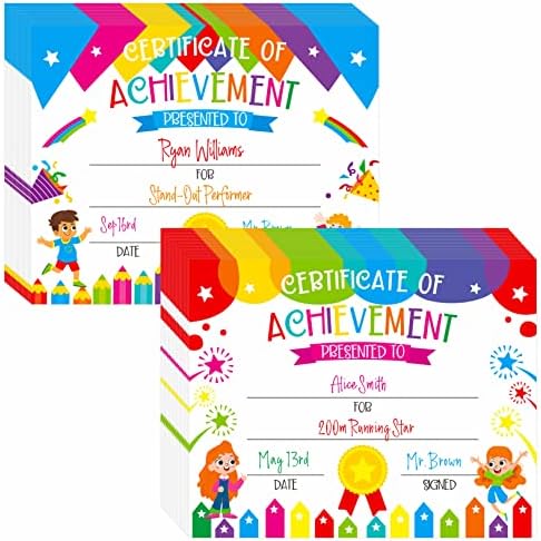 40 יחידות בגיל רך תעודה, תעודת הישג ב 2 עיצובים צבעוני תעודה של פרסים בית ספר אספקת כיתה לילדים תלמידי גן ילדים