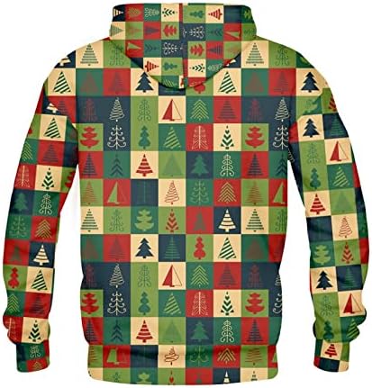 Ymosrh קפוצ'ונים לחג המולד גברים הדפסת סוודר רוכסן שרוול ארוך סוודר כותנה עבה מעילי חורף לאופנה