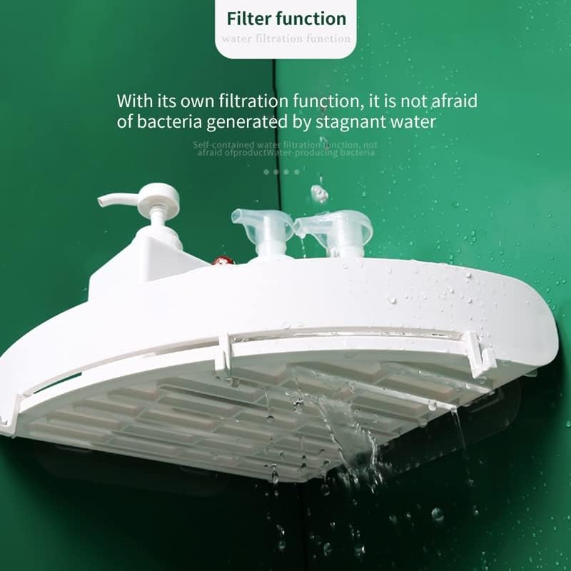 IRDFWH מדף אמבטיה מארגן פינתי מחזיק אחסון מדף מפלסטיק מתלה אמבטיה יניקה כוס מקלחת מחזיק קיר מחזיק