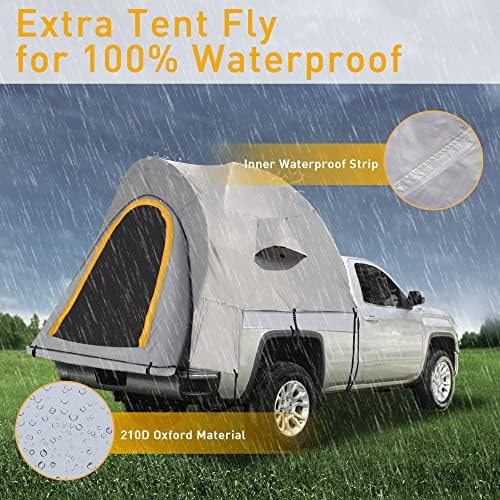 יורין משאית מיטה אוהל 6.5 רגל אוהלי משאיות לקמפינג עם גשם נשלף, אוהל טנדר PU2000 ממ ציפוי אטום למים,