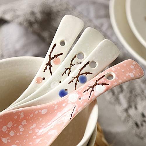 כף יצירתי יפני סגנון 4 חתיכה קרמיקה כף ביתי כפית ערבוב כפית כלי שולחן פורצלן כפית 5.6 סנטימטרים ארוך קפה כפית