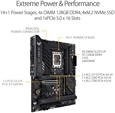 ASUS TUF משחק Z690-PLUS WIFI D4 Intel LGA 1700 ATX לוח האם DDR4, PCIE 5.0, 4XM.2, WIFI 6, 2.5 GB