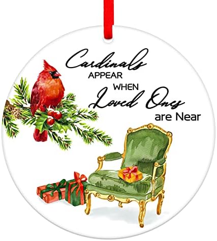 מה סימן אדום קרדינל חג המולד קישוטי 3 לזכרו של אהוב חג המולד בגן עדן עם כיסא קישוטי זיכרון קישוטי עבור