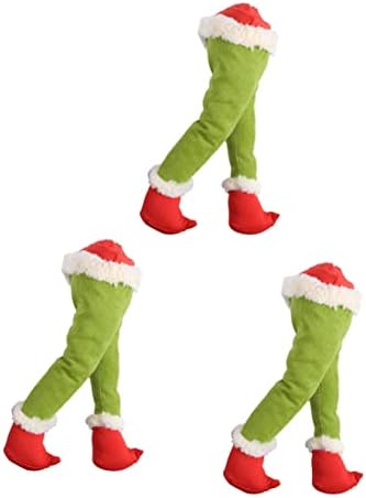 Favomoto 3pcs קוטב ירוק קורד קורדרוי מנטל אבזרים חגיגיים זרי חג המולד זרי רגל סנטה מקסימים קישוט קישוטי