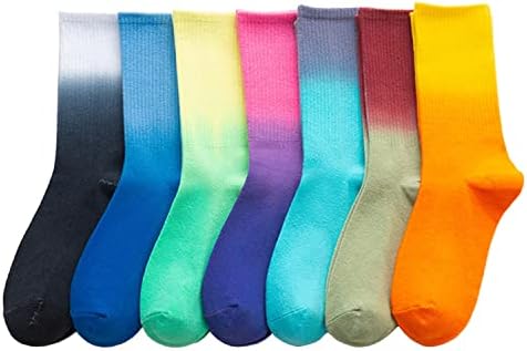 7 זוגות חבילה צבעוני לקשור לצבוע גרבי גברים ונשים מקרית אופנה צוות גרבי כותנה גרביים