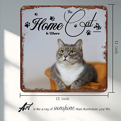 בית Finamille הוא המקום בו החתול הוא ציטוט מתנות שלט פח מתכת לאוהבי החתולים שלט חתול חיית מחמד, שלט קיטי,