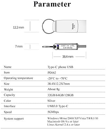 Vezzio סוג C כונן פלאש USB, 2 ביציאה כפולה 1 USB3.0 מקל זיכרון מהירות גבוהה לספר מחשב טלפוני נייד