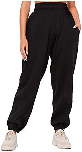 mmknlrm מזדמן Long Lady מכנסיים סולידיים מכנסיים אלסטיים כיסים נשים רופפות אמצע המותניים מכנסיים מכנסיים לנשים