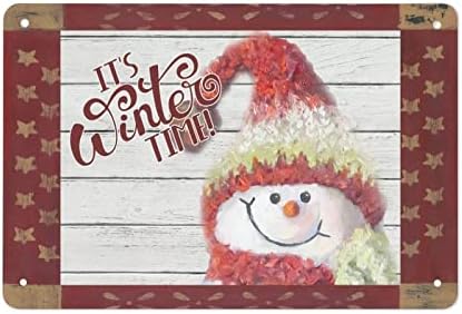 איש שלג לחג המולד שעת החורף! שלט פח איש שלג תצוגת שלט מתכת שלט חורף סצנת חורף לוח קיר לקפה קפה קפה קפה קפה מתנה