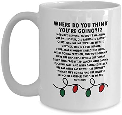חופשת חג המולד אף אחד לא עוזב דיבור מצחיק ספל מתנת סרט קלארק גריסוולד החג שמח משפחה חגים קפה כוס