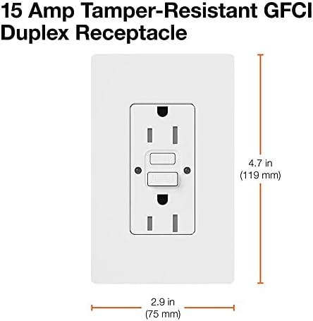 Lutron 15 AMP עמיד בפני GFCI דופלקס עמיד בלבן בלבן