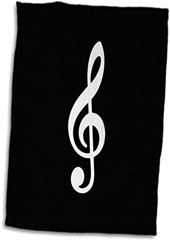 תלת מימד רוז שחור שחור סימון-G הערה מוזיקלית מוסיקה מוזיקאית מגבת יד מתנה, 15 x 22, Multicicalor