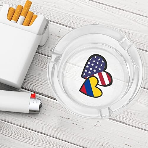 מאפרי כוסית דגל קולומביה אמריקאית של לבבות אמריקאיים לסיגריות מגשי אפר עגולים למשרד ביתי ומסעדות