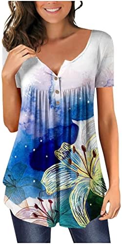 MRGIINRI נשים טוניקת אופנה קיץ 2023 חולצות T מקדימות של שרוול קציר מזדמן בוהו פרחוני חמוד חולצות