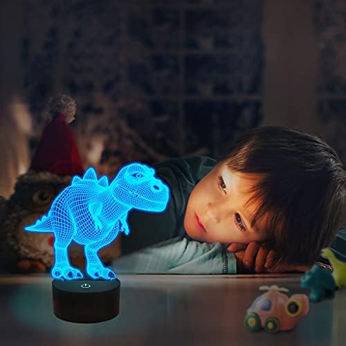 אור לילה לילדים דינוזאור טי-רקס 3 לילה אור מנורה שליד המיטה 16 צבעים משתנים עם שלט רחוק, חג המולד