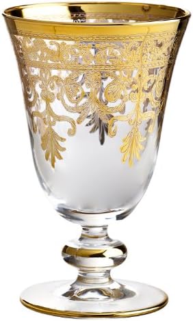 כלי הזכוכית של רוז משובחים איטלקיים 8 משקפי אונקיה 14 זהב קראט מבטאים - סט של 6