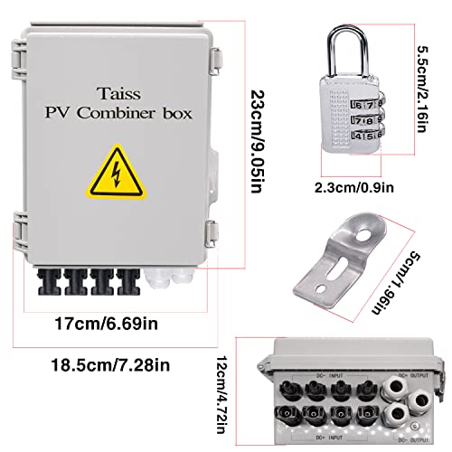 TAISS 4 מחרוזת PV Combiner Box Box Combiner Box+ 3PCS מתג מתג כבד עם אתחול עבור 20A 125V SPDT 3 מיקום