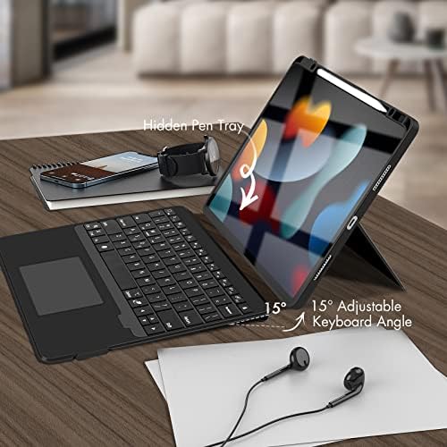 מארז מקלדת Tiaota iPad 12.9 תואם ל- iPad 5th 2021 4 3rd 2020 2018 Flip Latt Latt Trackpad Bluetooth, 7