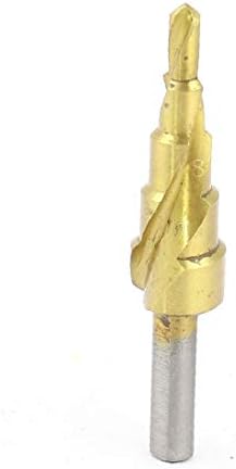 X-DREE Gold Tone Round drill hole Spiral Flute 5 Step Drill Bit 4-12mm(Broca en espiral de 5 'de vástago redondo
