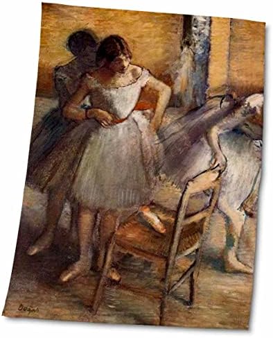 תמונת 3 של ציור דגה בלרינה של 3 רקדנים מכינים - מגבות