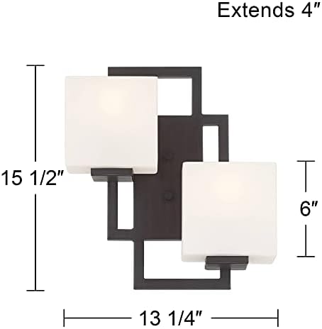 פוסיני אירו עיצוב תאורה על כיכר מודרני קיר אור פמוטים סט של 2 ברונזה קשיחה 13 1/4 מתקן כיכר אופל