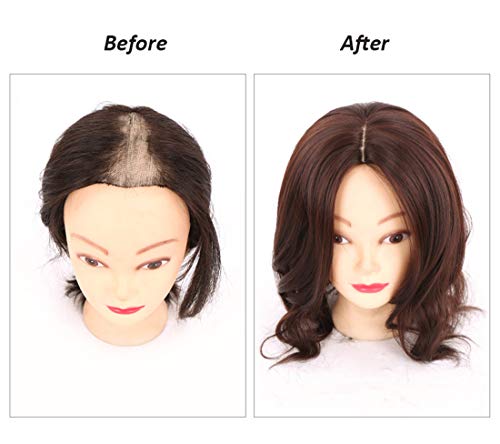 רמנבו גלי שיער גופיית טופר לנשים קליפ סינטטי שיער טופר פאה פאה עם גלי פוני עבור דליל שיער, שחור
