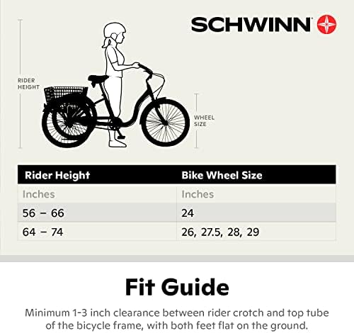 שווין מרידיאן למבוגרים תלת אופן אופניים, שלושה גלגל קרוזר, 24 & מגבר; 26 אינץ גלגלים, נמוך צעד דרך מסגרת אלומיניום,