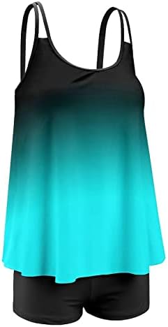 טנקיני נשים בגדי ים בקרת בטן פסים סטים מודפסים בביקיני אימון טנקיני טנקיני עליון ו Scort תחתית סטית שני חלקים