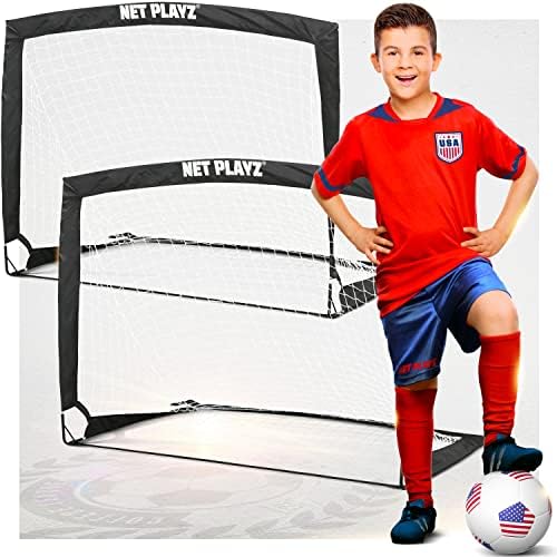 מטרות כדורגל-מטרות קופצות רשת כדורגל ניידת 4 'על 3' רגל, ילדים נוער ובני נוער משחקים בחצר האחורית, תרגול ואימון