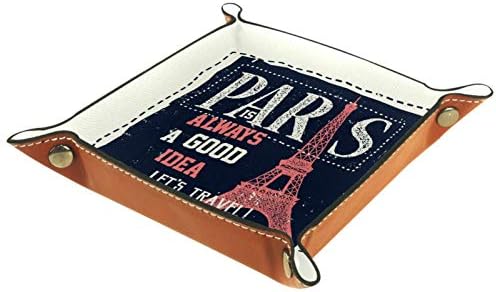 פריז מגדל אייפל כרטיס מעשי מיקרופייבר עור אחסון מגש - משרד שולחן מגש המיטה נושא כלים אחסון ארגונית עבור