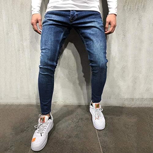 מכנסיים מזדמנים רזים של גברים ג'ינס כושר נמתח פיתוח גוף מוצק עור מכנסי ספורט באורך מלא