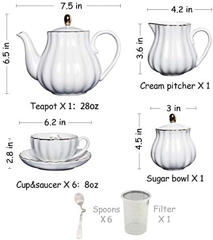 ערכות תה חרסינה של Sweejar מערכות סדרה מלכותית בריטית ועמדת עוגת קרמיקה של שכבה