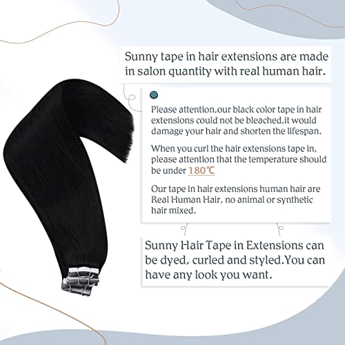 סאני שחור קלטת בתוספות שיער שיער טבעי 1 סילון שחור טבעי שחור כדי אפור שיער קלטת בתוספות רמי 18 אינץ 100 גרם