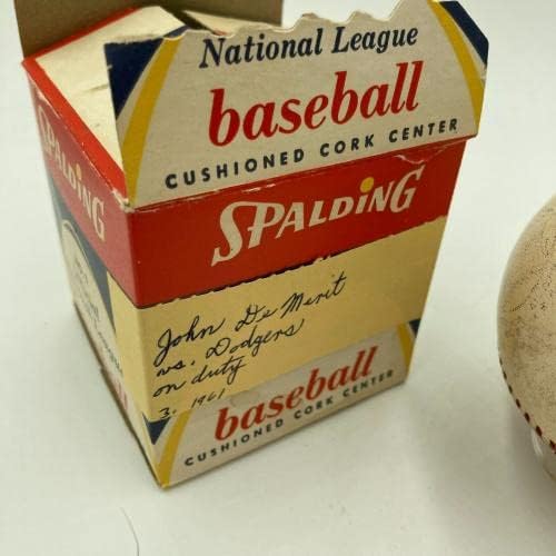 ג'ון דה ראוי חתם 1961 משחק להיט בפועל השתמש בבייסבול מילווקי בראבס JSA COA - משחק חתימות MLB משומש בייסבול