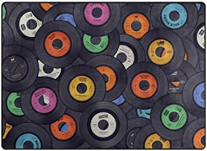 Alaza Vinyl Records מוזיקה דיסקים צבעוניים אזור רך ללא החלקה שטיח שטיח רחיץ לסלון חדר שינה 1 חתיכה 5x7