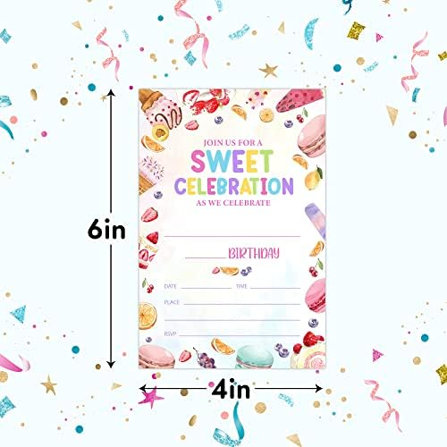 RLCNOT כרטיסי הזמנות ליום הולדת עם מעטפות סט של 20 - ממתקים הזמנות למסיבת יום הולדת לממתקים לילדים, בנים או