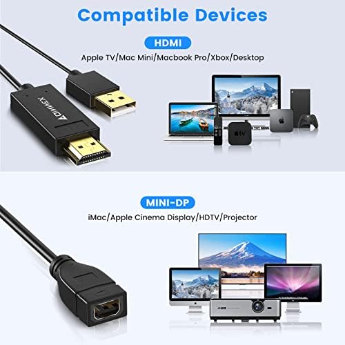 Foinnex hdmi למיני מתאם DisplayPort ,, HDMI פעיל לממיר DP Mini עבור MacBook Pro, Mac Mini,