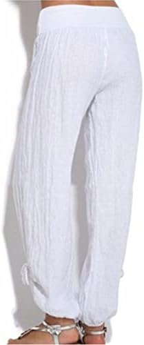 נשים של אלסטי מותניים גבוהה מותן מכנסיים מוצק מזדמן רחב רגל חוף יוגה מכנסיים קומפי בבאגי רופף קצוץ מכנסיים