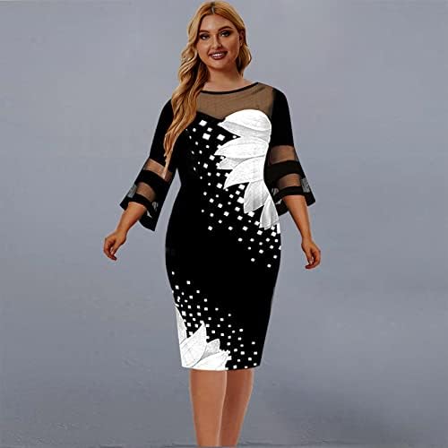 שמלת סטרץ 'לבנות נוער קיץ סתיו שרוול ארוך MIDI פלוס גודל גודל גודל עטיפה מזדמן שמלת טלאים שמלת
